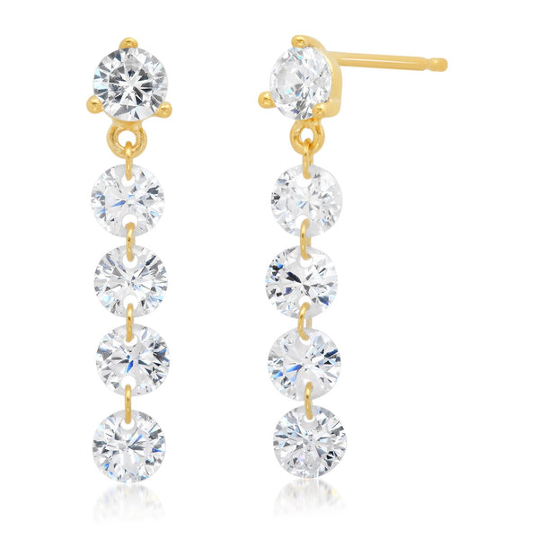 Tai Gold post earring with unset crystal drops