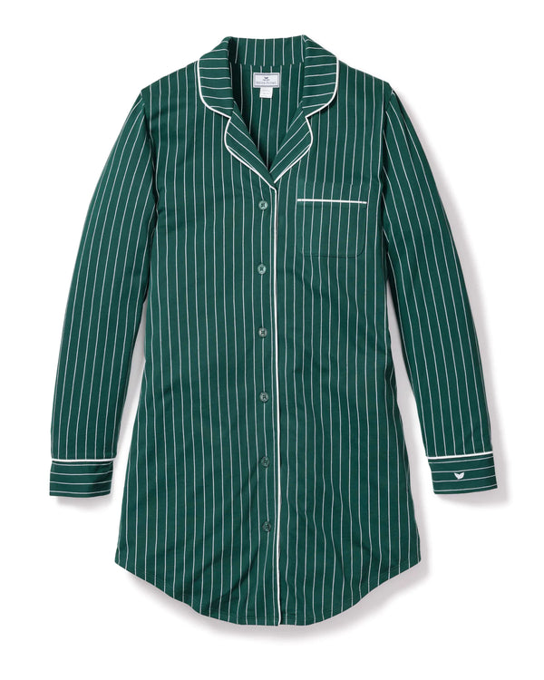 Petite Plume Luxe Pima Cotton Green Stripe Nightshirt