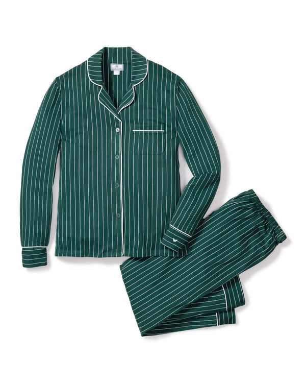 Petite Plume Luxe Pima Cotton Green Stripe Pajama Set