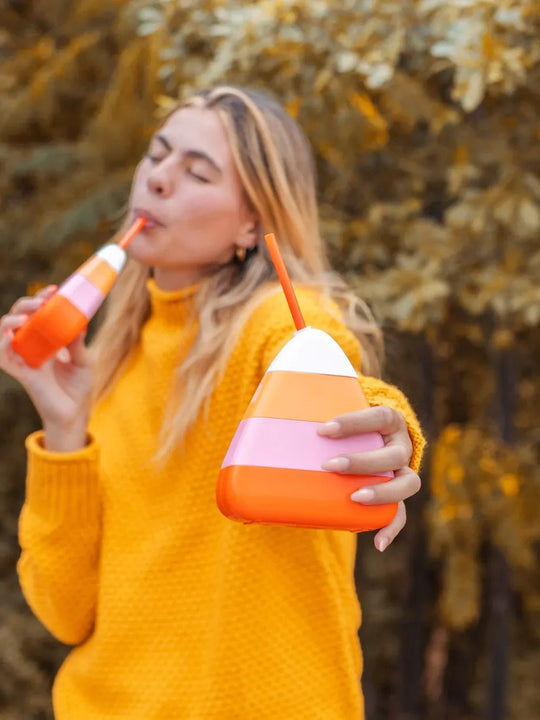 Packed Party Candy Corn Sipper With Straw