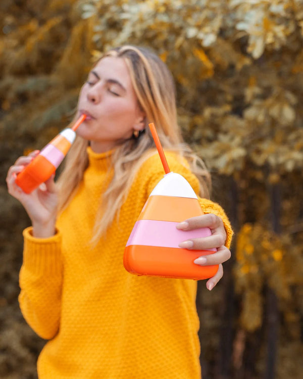 Packed Party Candy Corn Sipper With Straw
