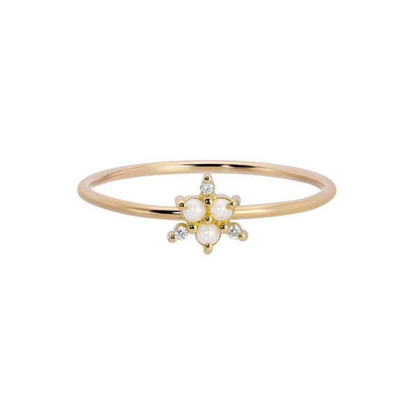 Jennie Kwon Designs Pearl Diamond Snowflake Ring