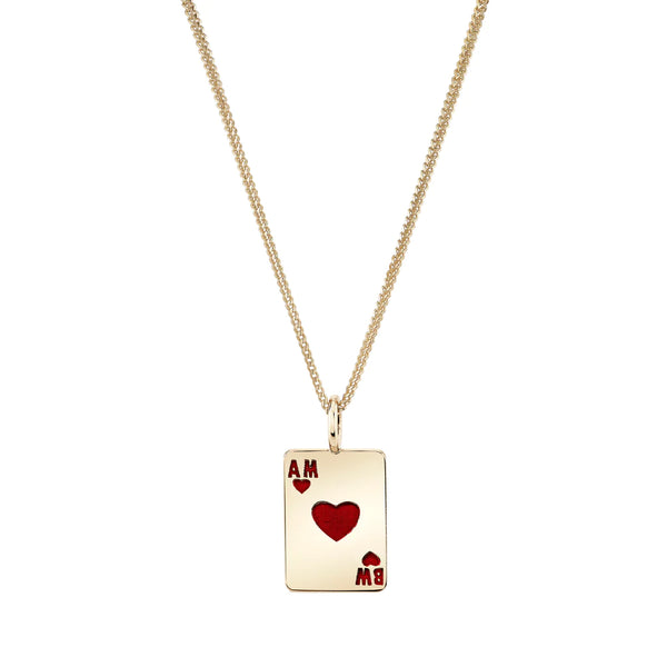 Personalize It Ariel Gordon Jewelry Ace Of Hearts Enamel Charm With 1Mm Singapore Foxtail Chain 18"