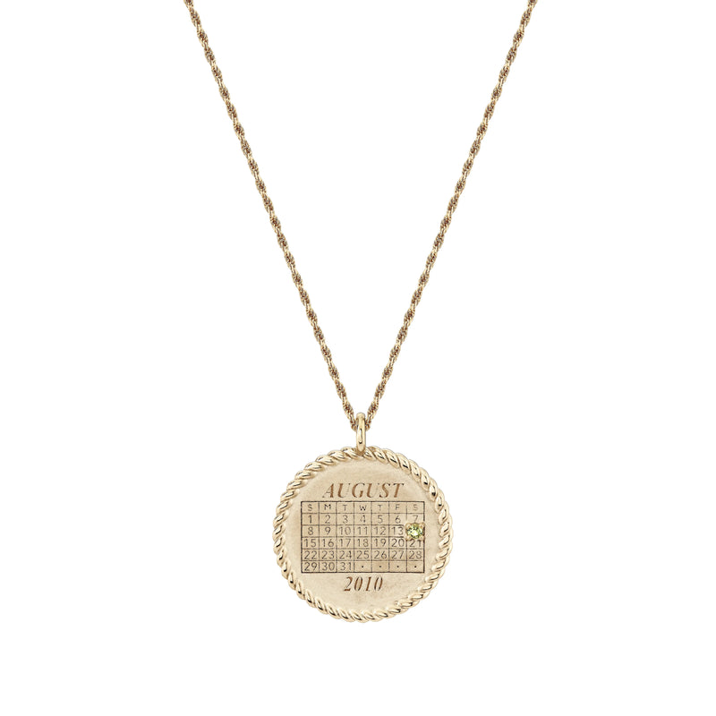 Personalize It Ariel Gordon Jewelry Imperial Calendar Pendant With 1.2Mm Diamond Cut Twisted Rope Chain 22"