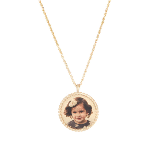 Personalize It Ariel Gordon Jewelry Imperial Portrait Pendant With 1.2Mm Diamond Cut Twisted Rope 22"