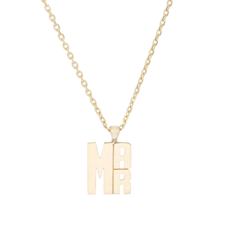 Personalize It Ariel Gordon Jewelry Lucky Strike Monogram Pendant 3 Initials With 2Mm Diamond Cut Cable