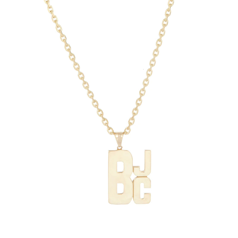 Personalize It Ariel Gordon Jewelry Lucky Strike Monogram Pendant 3 Initials With 2Mm Diamond Cut Cable