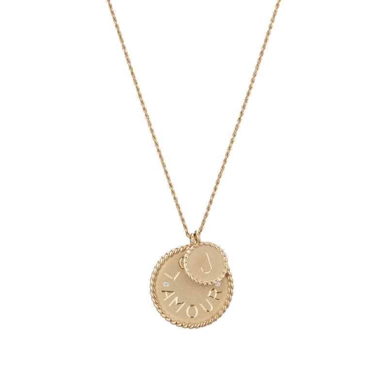 Personalize It Ariel Gordon Jewelry Mini Imperial Disc Pendant With 1.2Mm Diamond Cut Twisted Rope 22"