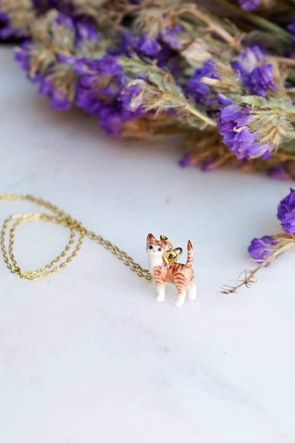 Peter and June Tiny Animal Kingdom Necklace Preston Orange Tiger Cat