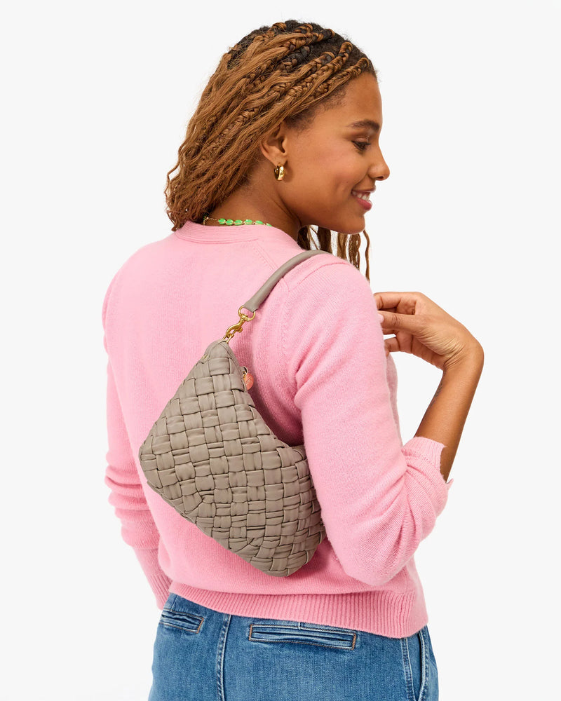 Clare V. Petit Moyen Messenger - Puffy Woven - Dove Grey