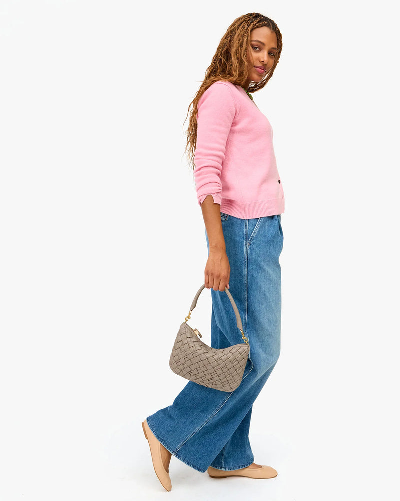 Clare V. Petit Moyen Messenger - Puffy Woven - Dove Grey