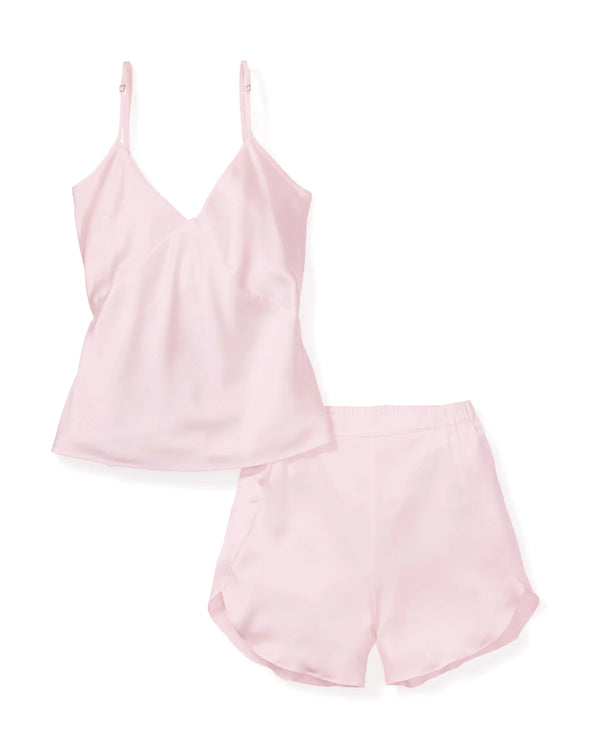 Petite Plume 100% Mulberry Pink Silk Luxe Short Set
