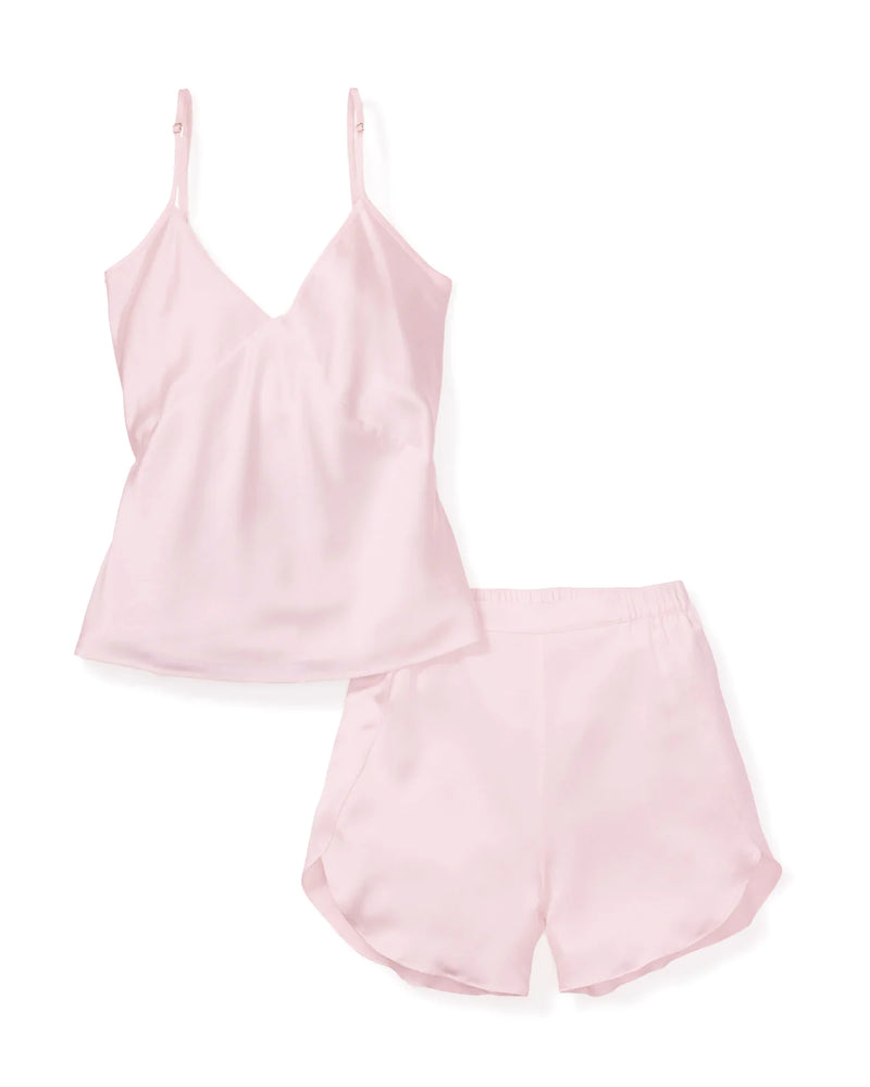 Petite Plume 100% Mulberry Pink Silk Luxe Short Set