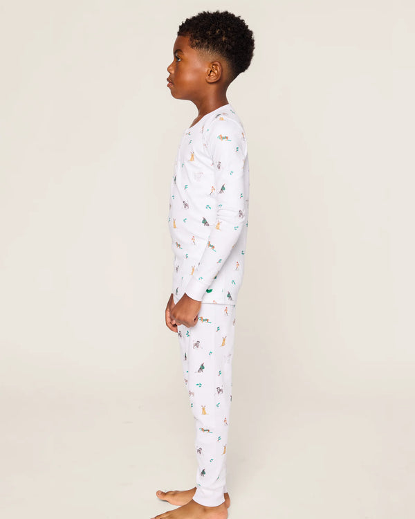 Petite Plume Kid's Pima Snug Fit Pajama Set in Jingle Paws