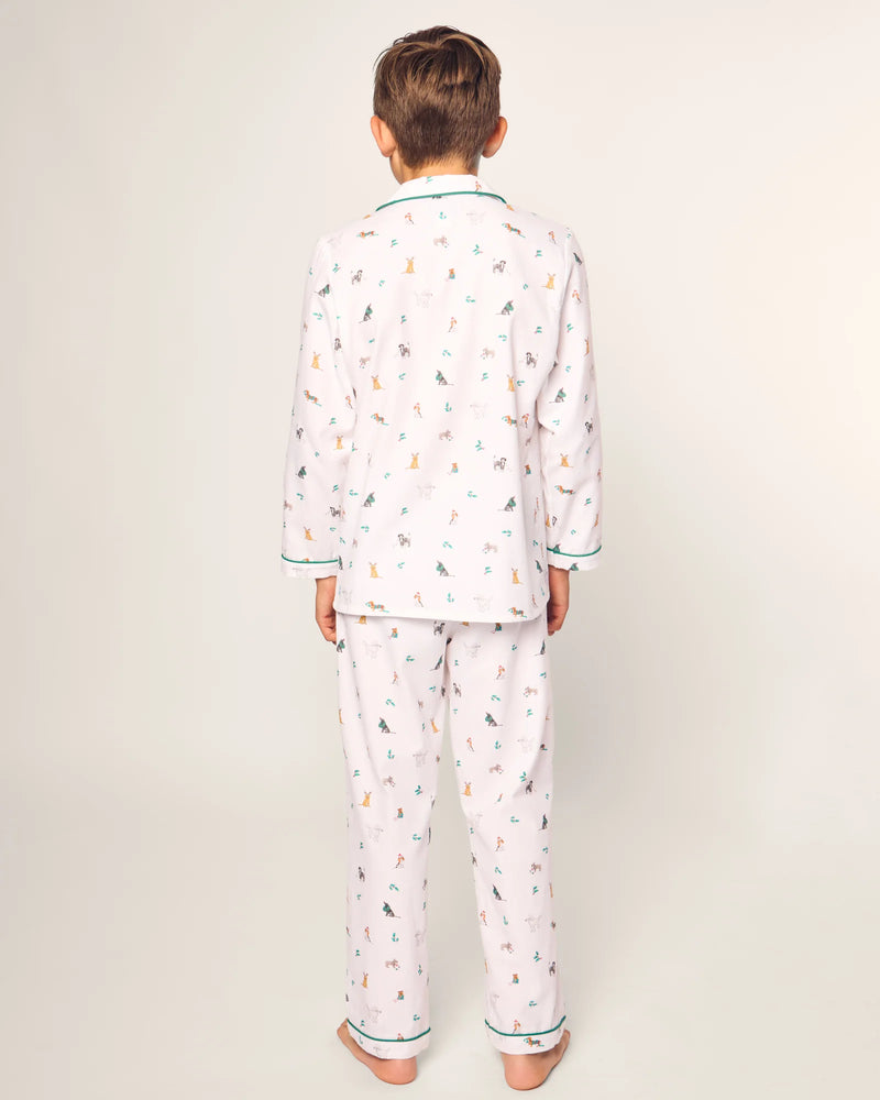 Petite Plume Kid's Twill Pajama Set in Jingle Paws