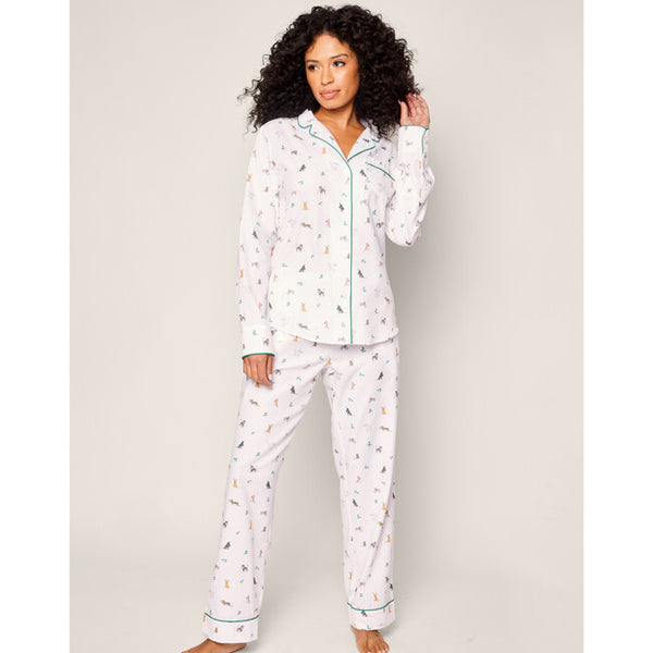 Petite Plume Women's Twill Pajama Set in Jingle Paws