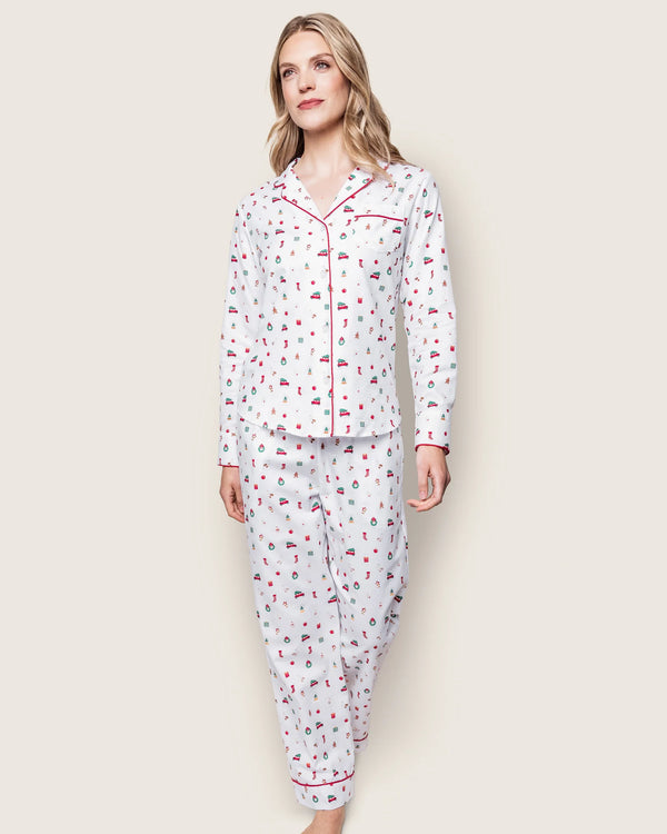 Petite Plume Women's Twill Pajama Set in Winter Nostalgia