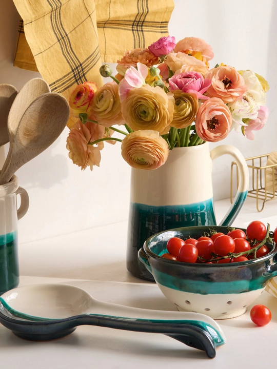 Pietra Handmade Half Green and Ivory Brocca Pitcher