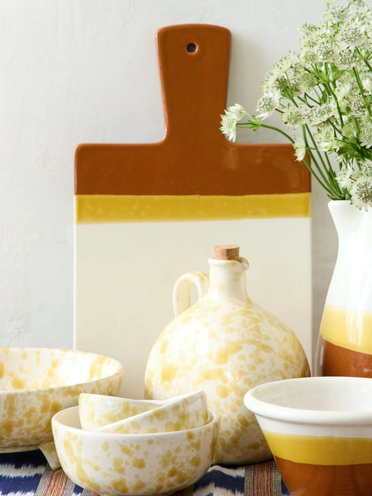 Pietra Handmade Honey & Ivory Ceramic Cheese Board
