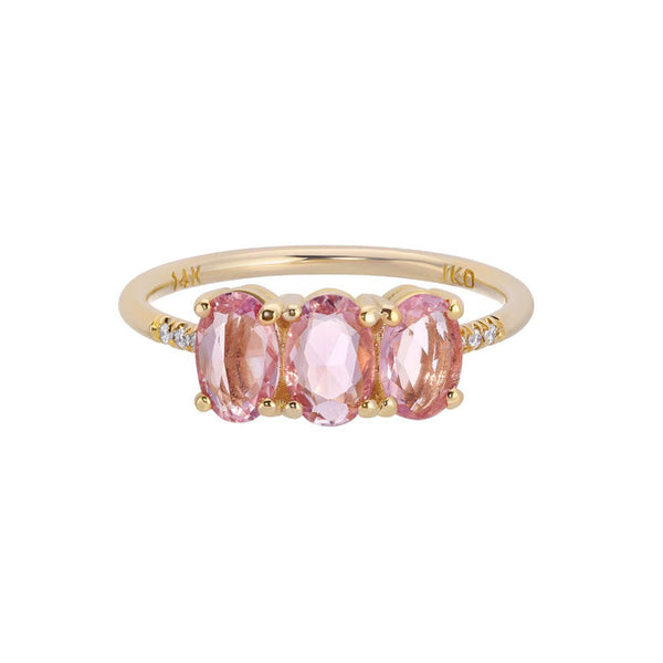 Jennie Kwon Designs Pink Sapphire Olive Equilibrium Ring