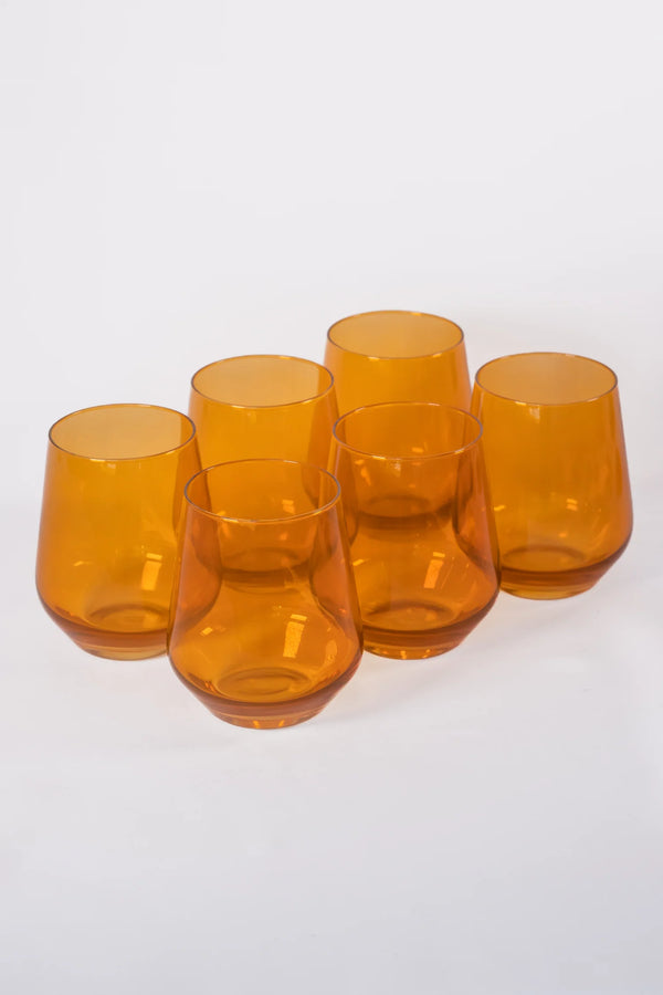 Estelle Colored Glass Wine Stemless Butterscotch