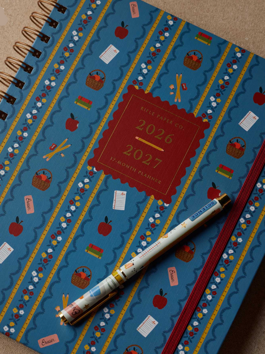 Rifle Paper Co. 17-Month Academic Hardcover Spiral Planner - 2027 School Supplies