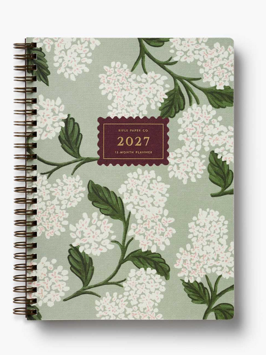 Rifle Paper Co. 12-Month Softcover Spiral Planner - 2027 Sage Hydrangea