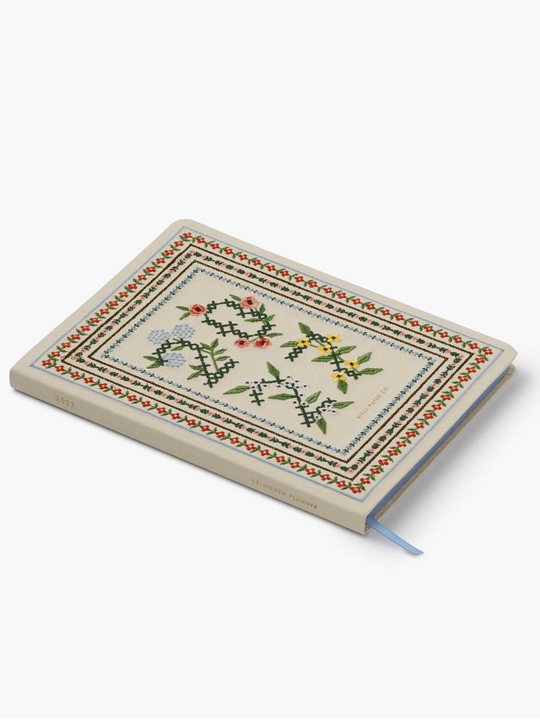 Rifle Paper Co. 12-Month Embroidered Bookbound Planner -  2027 Sampler Heritage