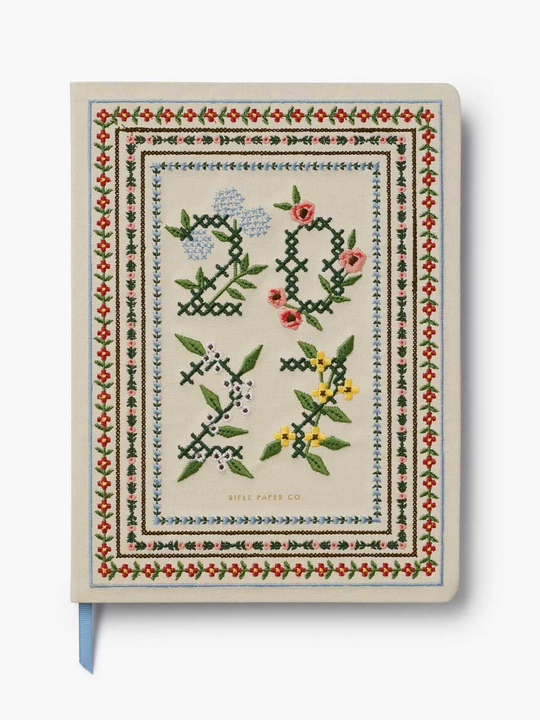 Rifle Paper Co. 12-Month Embroidered Bookbound Planner -  2027 Sampler Heritage
