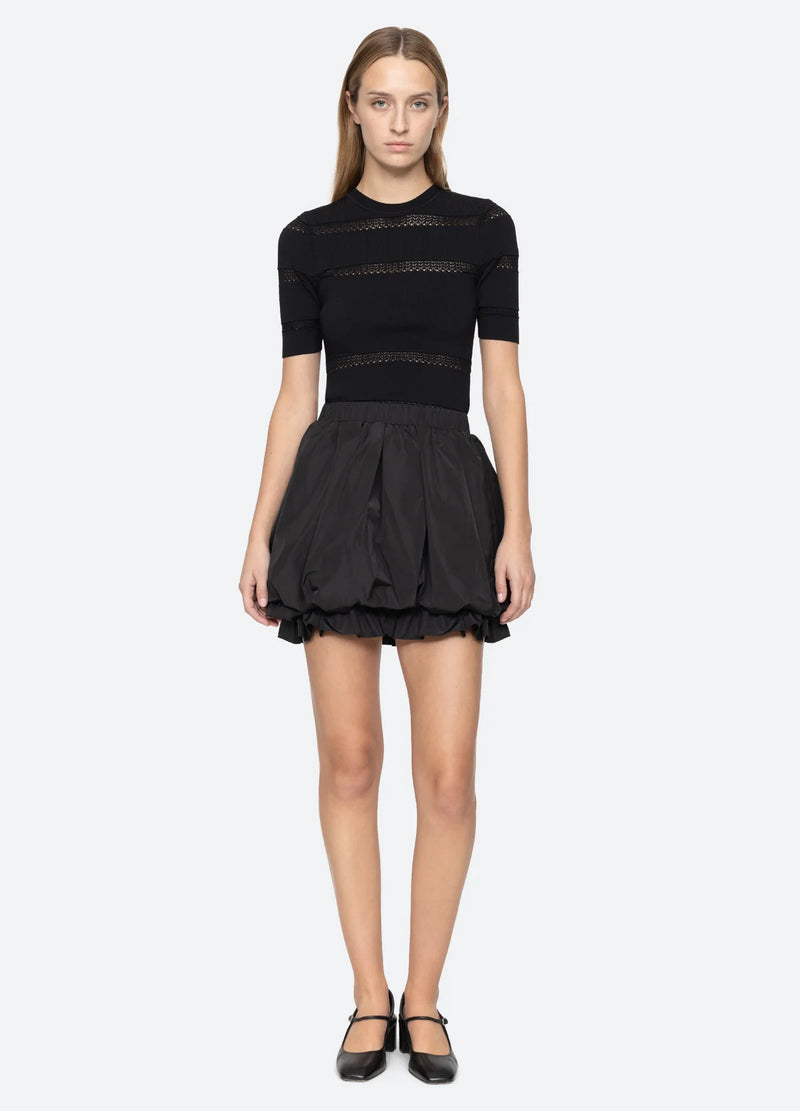 Sea NY Belen Taffeta Mini Skirt Black