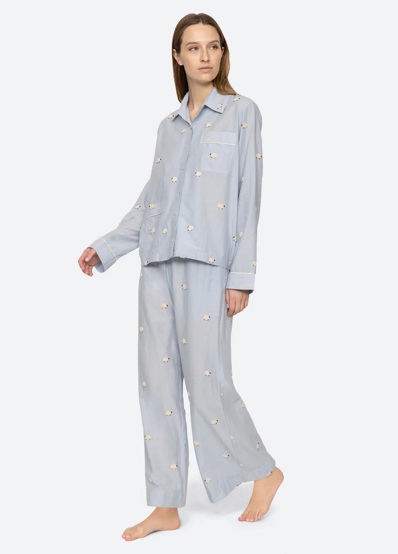 Sea NY Sheep Sleepwear Button Down PJ Set Sky