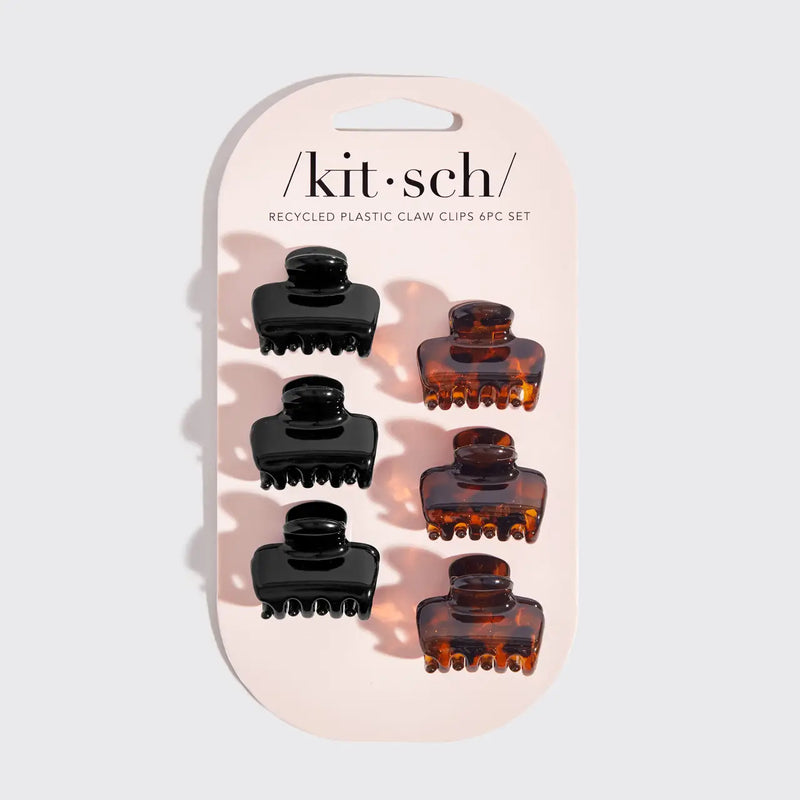 Kit.Sch Recycled Plastic Mini Cloud Clips 6pc Set- Black and Tort