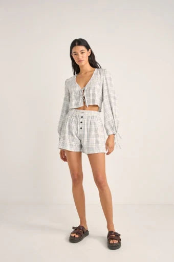 Rhythm Desi Plaid Boxer Shorts Blue