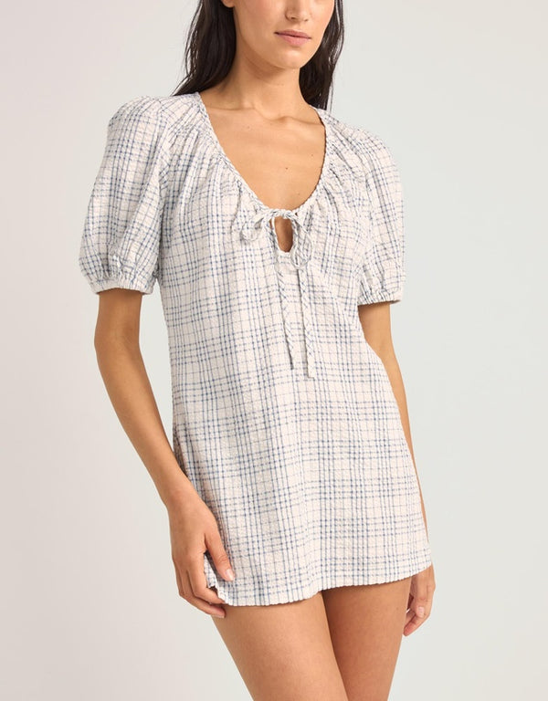 Rhythm Desi Plaid Mini Dress Blue