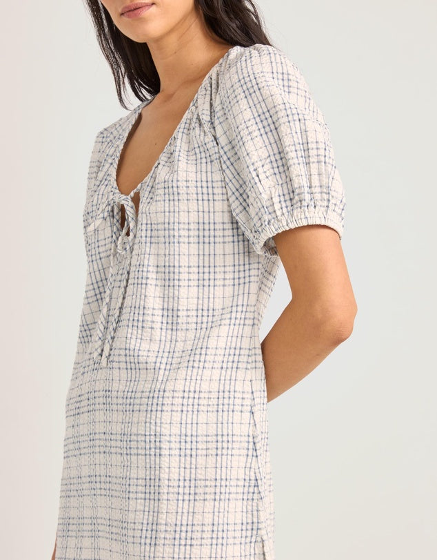 Rhythm Desi Plaid Mini Dress Blue