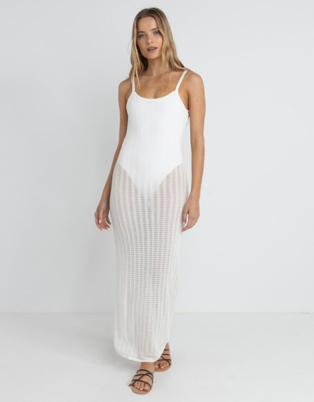 Rhythm Gemma Knit Midi Dress White