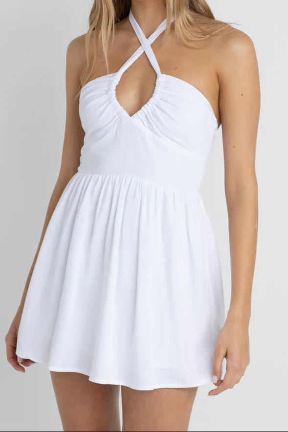 Rhythm Harlow Halter Mini Dress White