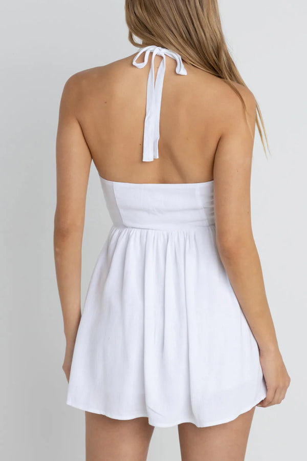 Rhythm Harlow Halter Mini Dress White