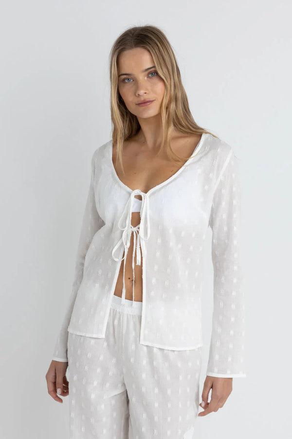 Rhythm Mirage Long Sleeve Top White