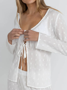 Rhythm Mirage Long Sleeve Top White