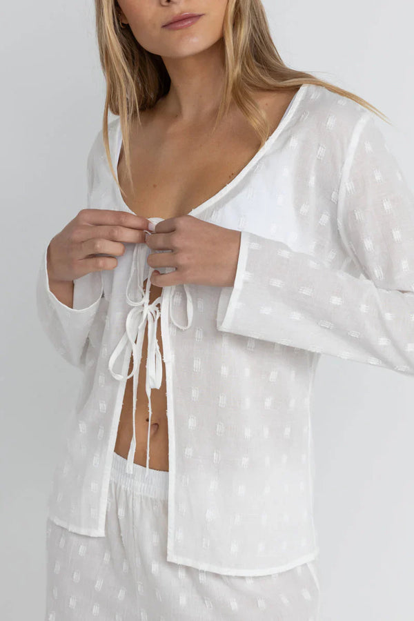 Rhythm Mirage Long Sleeve Top White