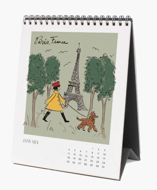Rifle Paper Co. 2026 Travel Sketchbook Desk Calendar