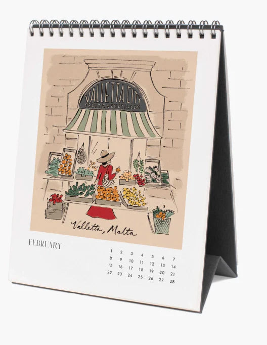 Rifle Paper Co. 2026 Travel Sketchbook Desk Calendar
