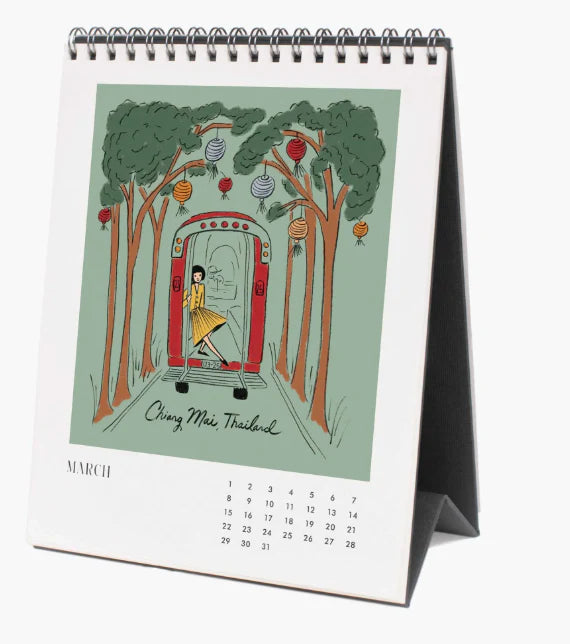 Rifle Paper Co. 2026 Travel Sketchbook Desk Calendar