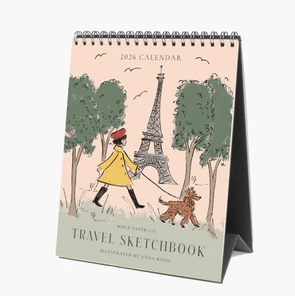 Rifle Paper Co. 2026 Travel Sketchbook Desk Calendar