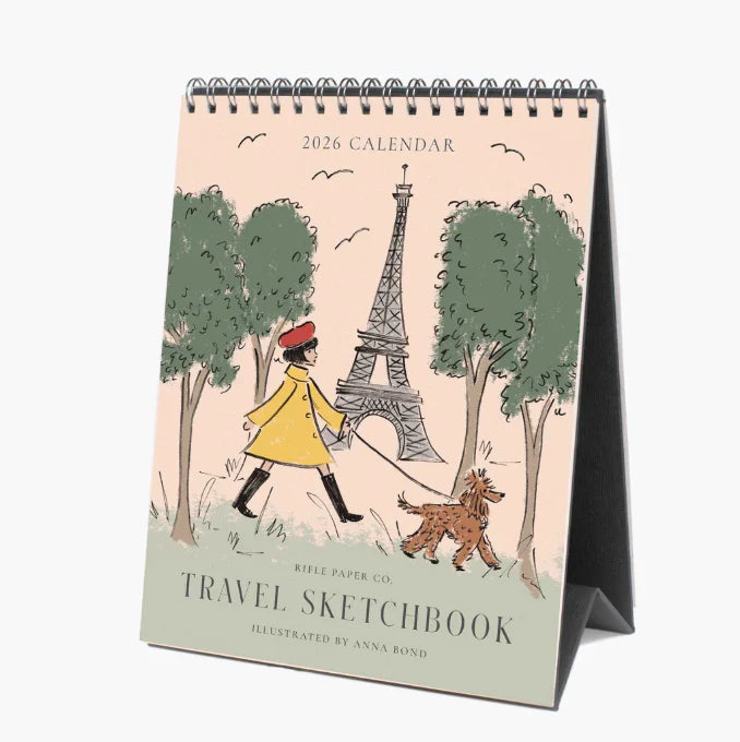 Rifle Paper Co. 2026 Travel Sketchbook Desk Calendar