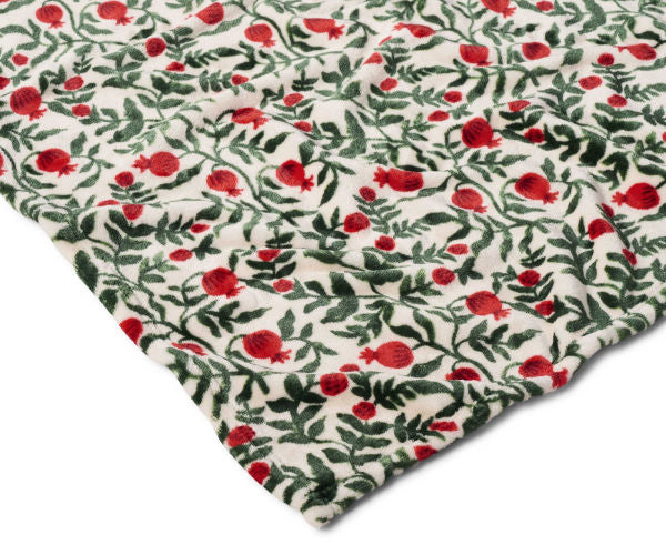 Rifle Paper Co. Christmastide Pomegranate Fleece Blanket