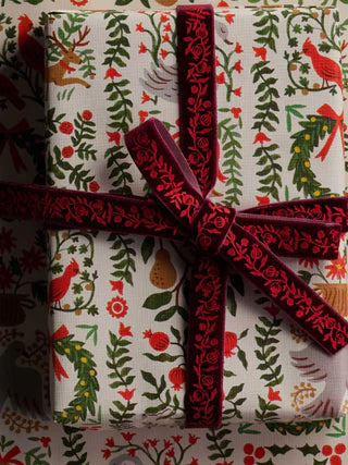 Rifle Paper Co. Christmastide Pomegranate Velvet Ribbon