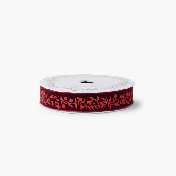 Rifle Paper Co. Christmastide Pomegranate Velvet Ribbon