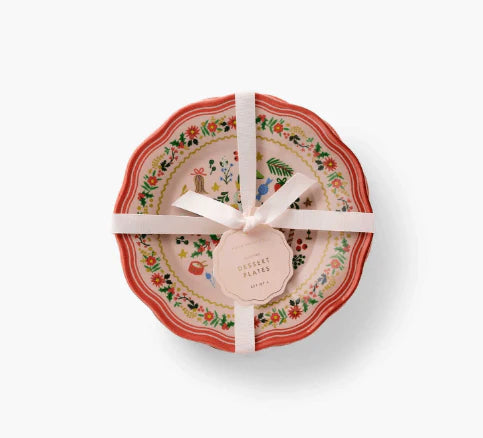Rifle Paper Co. Holly Jolly Nutcracker Melamine Assorted Dessert Plates